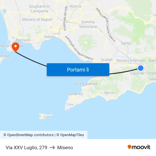 Via XXV Luglio, 279 to Miseno map