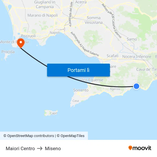 Maiori Centro to Miseno map