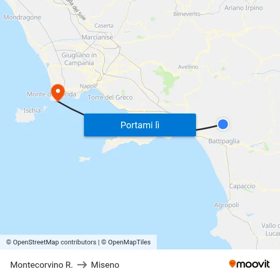 Montecorvino R. to Miseno map