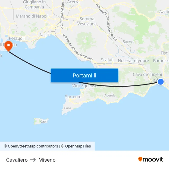 Cavaliero to Miseno map
