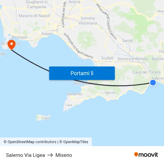 Salerno Via Ligea to Miseno map