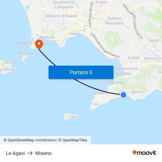 Le Agavi to Miseno map