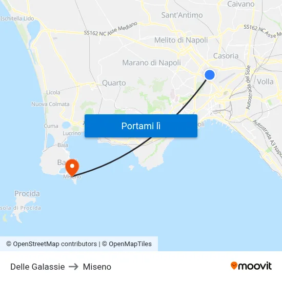 Delle Galassie to Miseno map