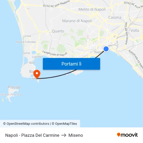 Napoli - Piazza Del Carmine to Miseno map