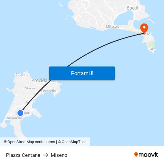 Piazza Centane to Miseno map