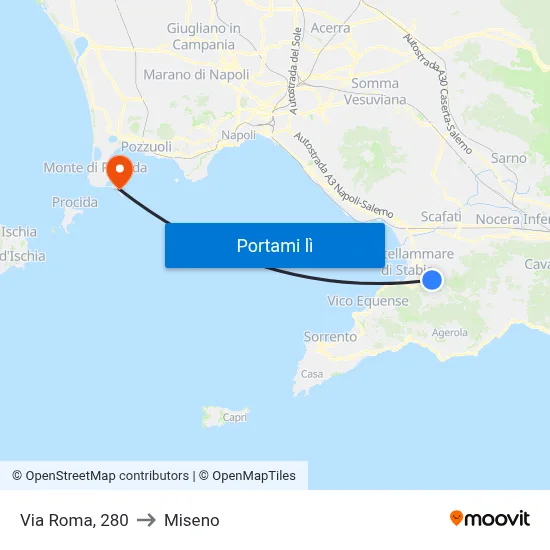 Via Roma, 280 to Miseno map