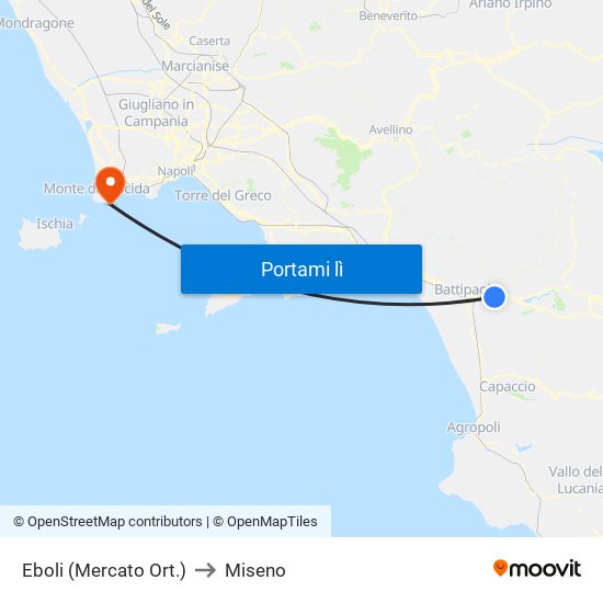 Eboli (Mercato Ort.) to Miseno map