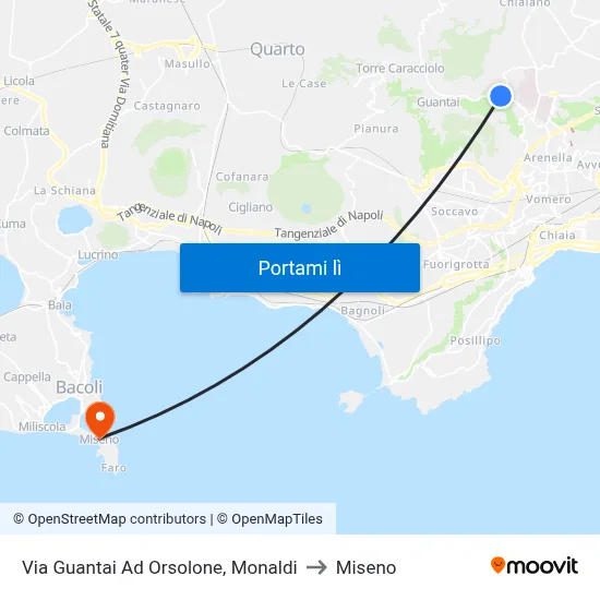 Via Guantai Ad Orsolone, Monaldi to Miseno map