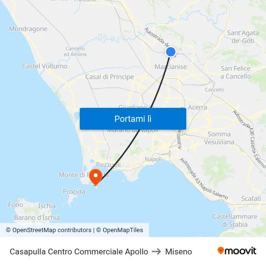 Casapulla Centro Commerciale Apollo to Miseno map