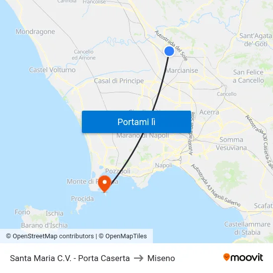 Santa Maria C.V. - Porta Caserta to Miseno map
