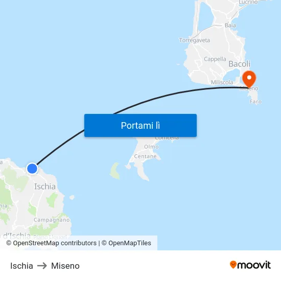 Ischia to Miseno map