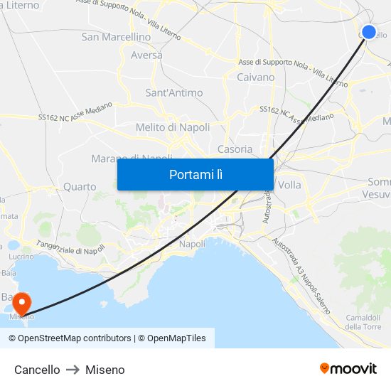 Cancello to Miseno map