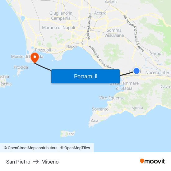 San Pietro to Miseno map