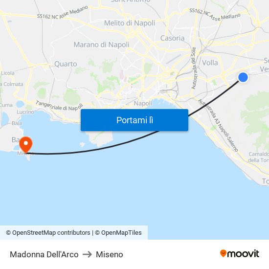 Madonna Dell'Arco to Miseno map