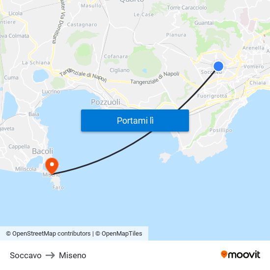 Soccavo to Miseno map