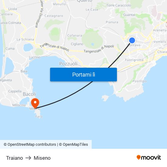 Traiano to Miseno map