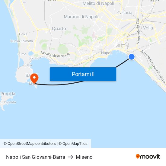 Napoli San Giovanni-Barra to Miseno map