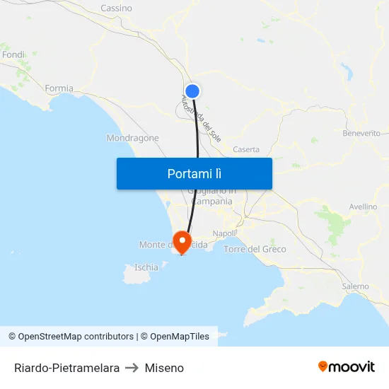 Riardo-Pietramelara to Miseno map