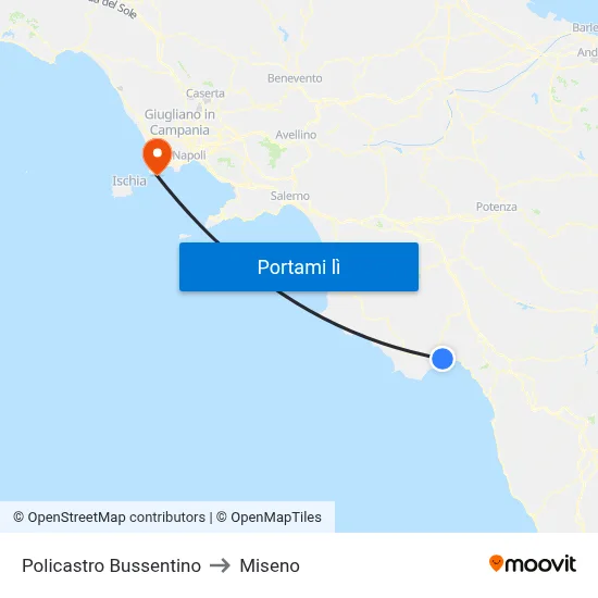 Policastro Bussentino to Miseno map
