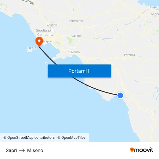 Sapri to Miseno map