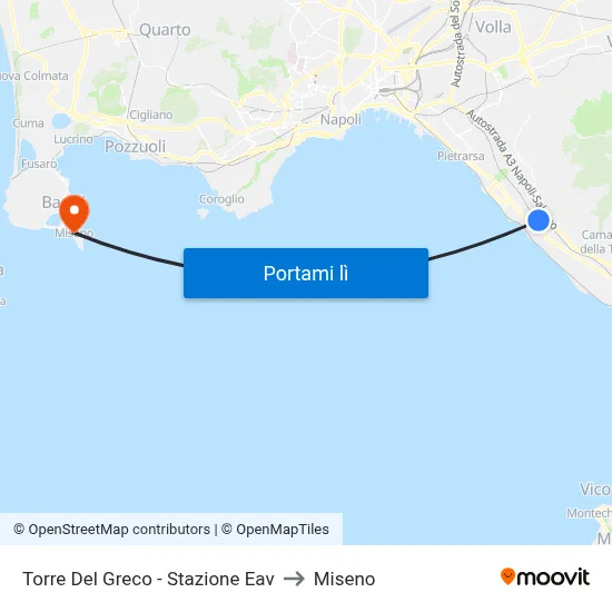 Torre Del Greco - Stazione Eav to Miseno map