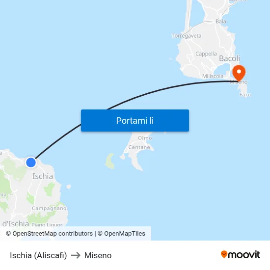Ischia (Aliscafi) to Miseno map