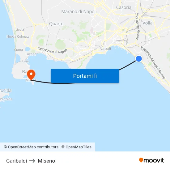 Garibaldi to Miseno map