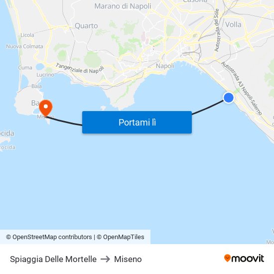 Spiaggia Delle Mortelle to Miseno map