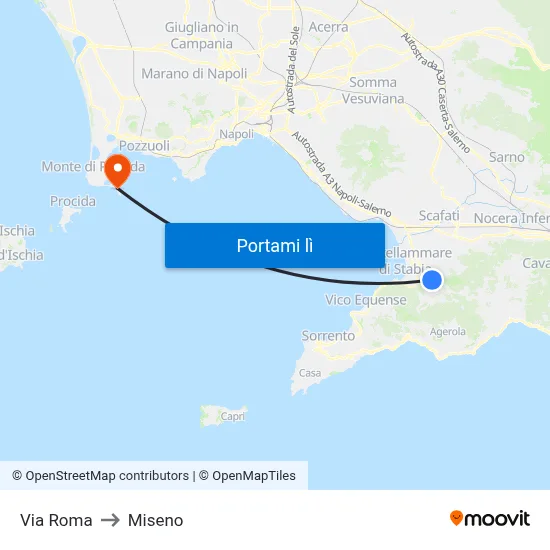 Via Roma to Miseno map