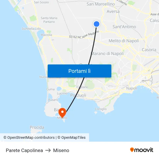 Parete Capolinea to Miseno map