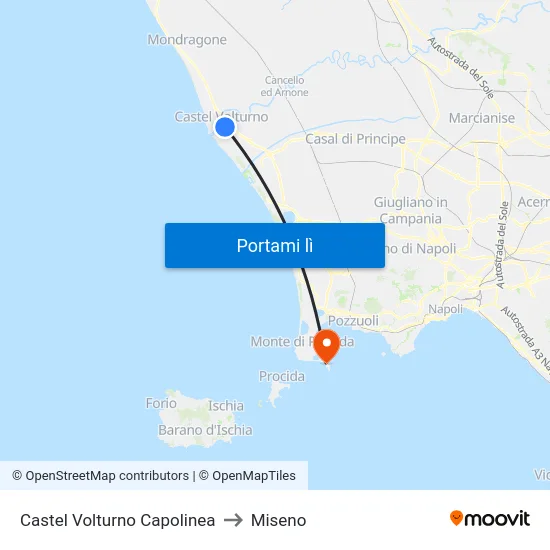 Castel Volturno Capolinea to Miseno map