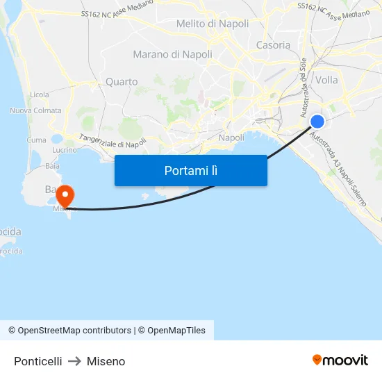 Ponticelli to Miseno map