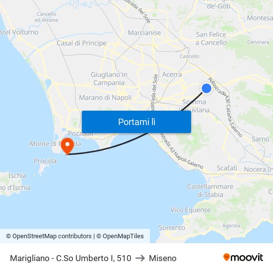 Marigliano - C.So Umberto I, 510 to Miseno map