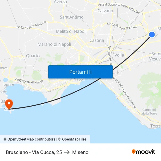 Brusciano - Via Cucca, 25 to Miseno map