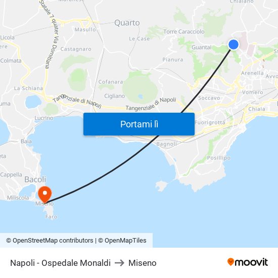 Napoli - Ospedale Monaldi to Miseno map