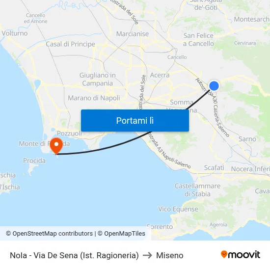 Nola - Via De Sena (Ist. Ragioneria) to Miseno map