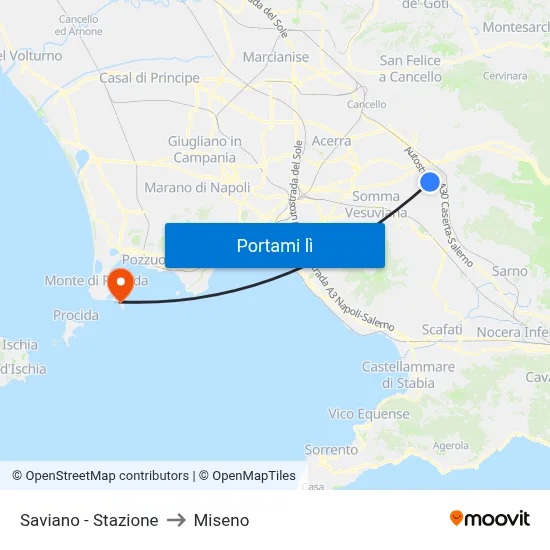 Saviano - Stazione to Miseno map