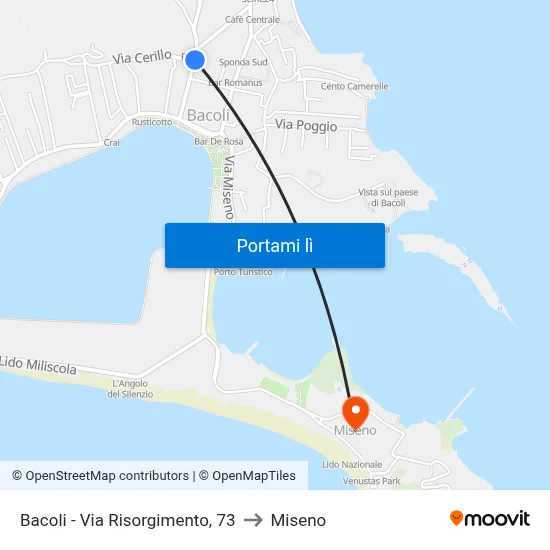 Bacoli - Via Risorgimento, 73 to Miseno map