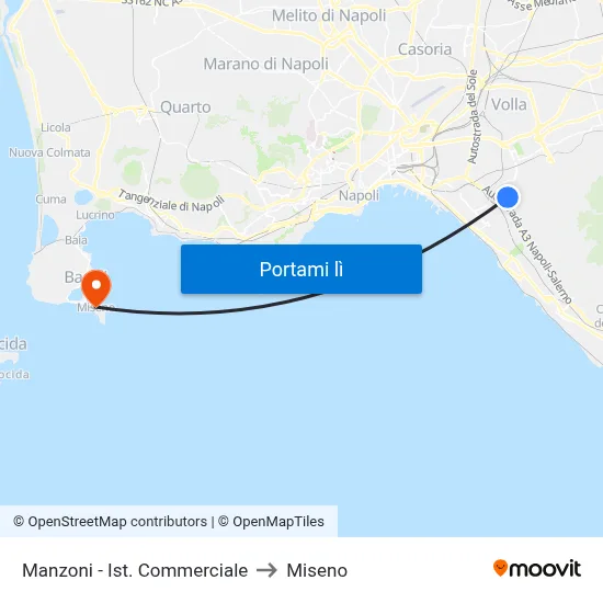 Manzoni - Ist. Commerciale to Miseno map