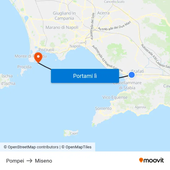 Pompei to Miseno map