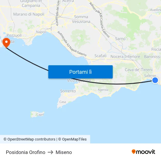 Posidonia Orofino to Miseno map