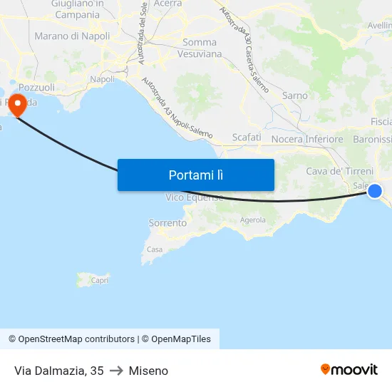 Via Dalmazia, 35 to Miseno map