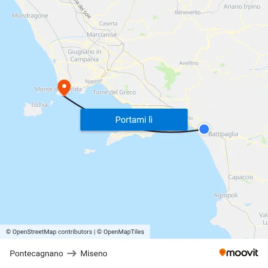 Pontecagnano to Miseno map