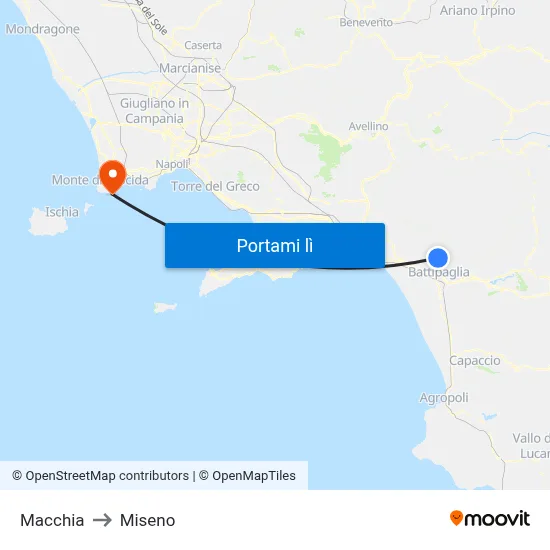 Macchia to Miseno map