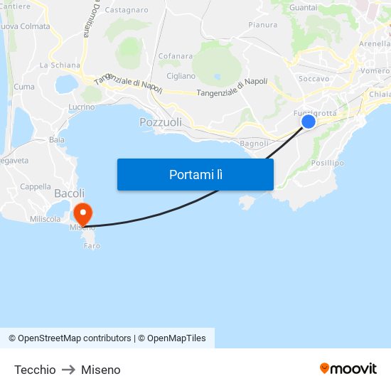 Tecchio to Miseno map