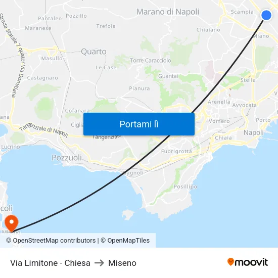 Via Limitone - Chiesa to Miseno map