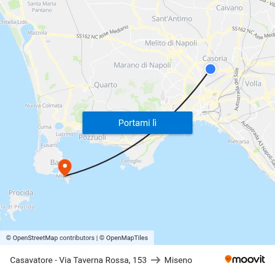 Casavatore - Via Taverna Rossa, 153 to Miseno map