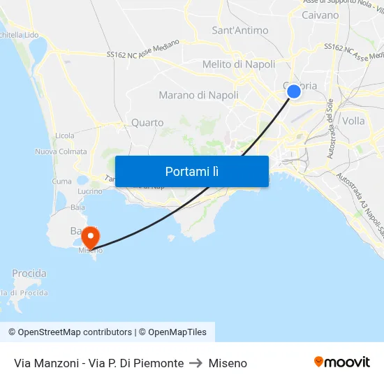 Via Manzoni - Via P. Di Piemonte to Miseno map
