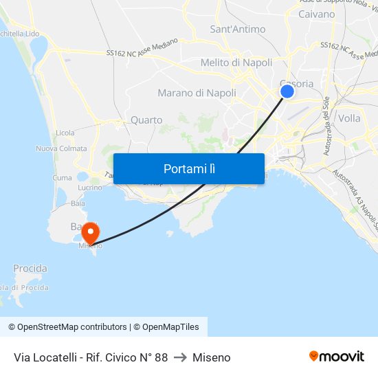 Via Locatelli - Rif. Civico N° 88 to Miseno map