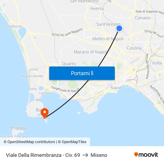 Viale Della Rimembranza - Civ. 69 to Miseno map